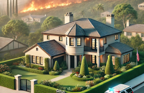 Fire around a home